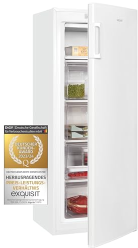 Exquisit Gefrierschrank GS230-HE-040D weiss | 168 l Nutzinhalt | 4*-Gefrieren | Schnellgefrieren | Standgerät