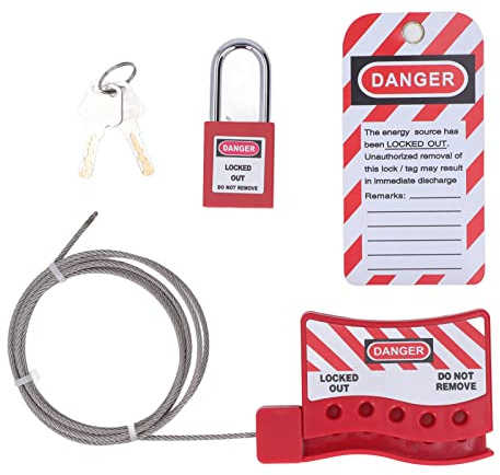Lockout Tagout Cable Lock, Strong Material, 1.5 Inch Padlock, 2.2 Yard Cable Lock, Adjustable Cable Locking Kit for Industry,Locks and Accessories