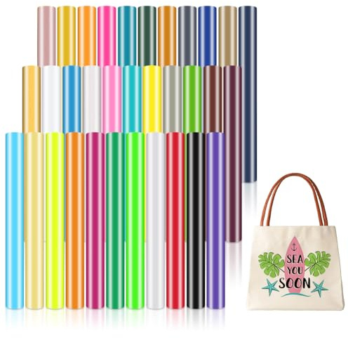 33 Farbe Smart Iron on für Cricut Explore 3/Maker 3, HTV zum Stoffe,33x33cm | Smart Heat Transfer Vinyl HTV Smart Iron on Vinylfolie Plotter Selbstklebend PU Plotterfolie Textil für DIY Stoffe T-Shirts