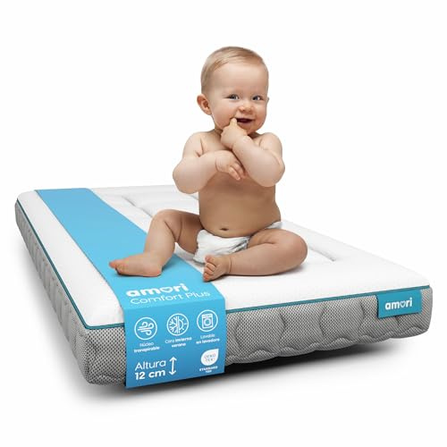 AMORI Matratze für Wiege 117 x 57 cm | Erstickungsschutz | Matratze Doppelseitig Winter - Sommer | Babybett Matratzen Atmungsaktiv und Hypoallergen | Waschbarer Bezug | Öko-Tex | Comfort Plus