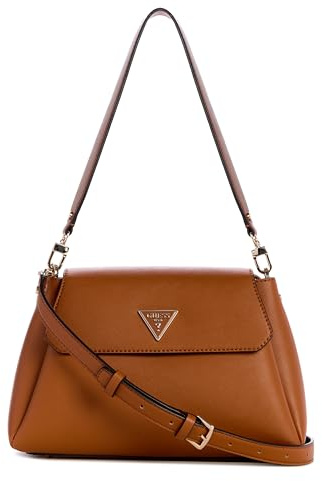 GUESS Damen Sora Girlfriend Flap Umhängetasche Schultertasche, Cognac