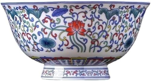 OTENG Porzellan im Hofstil Pastell-Porzellanschale, Reisschale aus Porzellan im antiken Palaststil, 15,6 cm, emaillierte Farbe, Vintage-Boutique-Chinese-Shou-Schüssel, hohe Füße