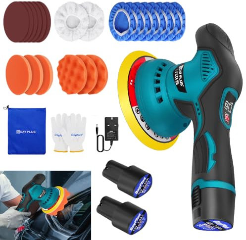 Qimu Cordless Polisher Car Buffer Polisher Car Polisher Buffer Machine, 8 Variable Speed Car Polishing Kit with 2.0Ah Batteries, Cordless Brushless Polisher for Car Care/Car Detailing/Polishing/Waxing