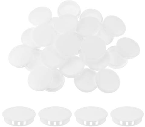 QUARKZMAN 64Pcs 45mm Blanc Bouchon de Trou en Plastique, Bouchons de Trou de Panneau de Type Encastré Embouts d'Insertion pour Tubes de Trou de Verrouillage Armoire de Meubles