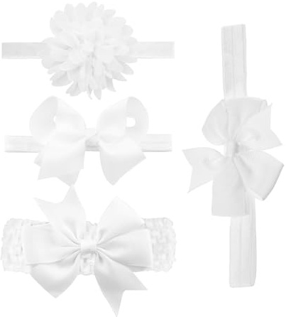 4 Pieces Children's Headbands - Swallowtail Bow, Elastic, Baby Hairbands, Floral, Christening