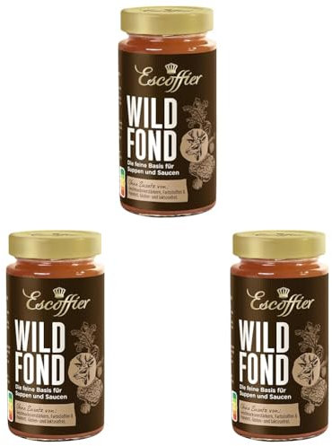 Escoffier - Wildfond , Tafelfertiger Fond zur Zubereitung verschiedener Wild-Gerichte , Ohne Geschmacksverstärker, Farbstoffe oder Palmfett , Gluten und laktosefrei , 1 x 400 ml (Packung mit 3)