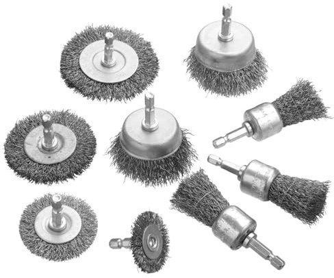 Spazzola con ruota - Spazzole metalliche per la pulizia della ruggine | Spazzola per smerigliatrice angolare con esagonale da 1/4 pollici, set di spazzole metalliche con