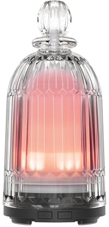 DOUDING Glass Essential Oil Diffuser, Small Cool Mist Humidifier with 7 Color LED Lights, Auto Shut-Off and 2 Mist Mode for Home, Office, Spa 120ml(Black Base)