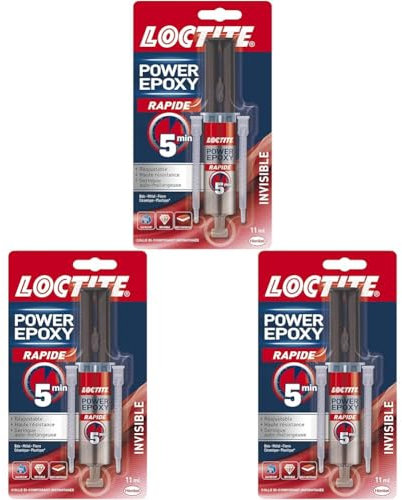 Loctite Colle Power Epoxy Rapide 5 Min 11 ml - Résine Transparente Réajustable Seringue Auto-mélangeuse (Lot de 3)