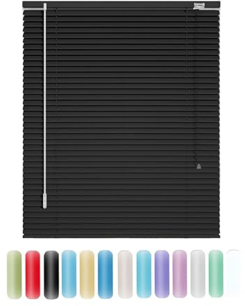 Jalousie Aluminium 25cm 45cm 50cm 70cm 90cm 100cm 120cm 160cm Breit, Alu-Jalousetten, Sichtschutz, Jalousette Horizontale tür Fenster Innen Außen Küche Haushalt(Black)