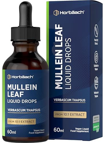 Mullein Leaf Extract Drops 6000mg | High Absorption | 60ml - 2 Months Supply | 100% Vegan | Horbaach
