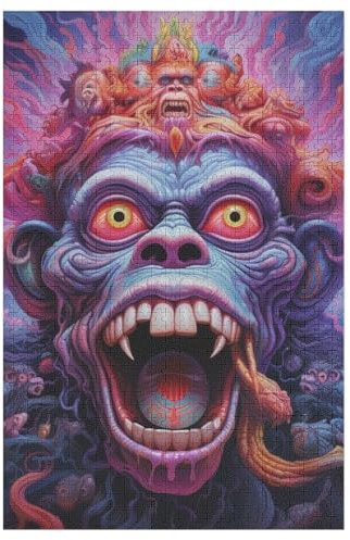 Gorilla 1000 Teile Holzpuzzle,einzigartiges Puzzle, Geschenk Für Erwachsene,Familienspiel,Herausforderungsaktivität,（78×53cm）