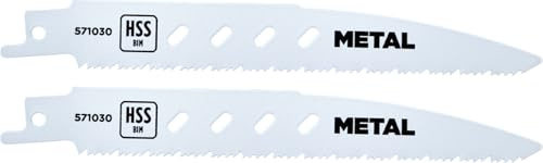 kwb Lames de scie sabre BiM pour le métal (pour le métal, l'aluminium et les tôles, tige universelle 1/2'', 2 pièces, pas de denture variable, pour des coupes fines et nettes)