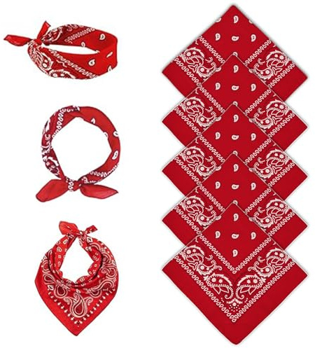 FUIPVGI 5 Stück Bandana Damen Herren, Halstücher für Herren, Halstuch Kopftuch Paisley Muster Headwear Haar Schal Ansatz Handgelenk Kopf Band Kopf Bindung Mode Accessoires (Rot)