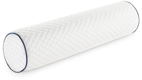 NGOZI Bedding Pillow Roll, Cylinder Bolster Pillow, Neck Roll with Removable Cover, Multi-Functional Support Pillow 17.7 * 5.1 * 5.1”(45 * 13 * 13CM), Navy Edge