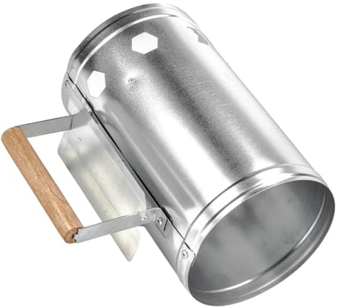 OFFSCH Holzkohleeimer aus Metall mit Holzgriff für Grillanzünder