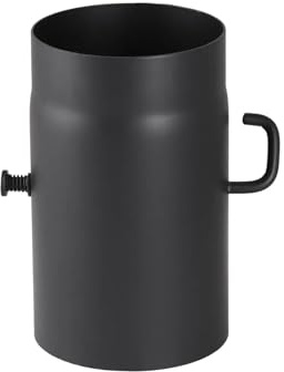 PARKANEX Tuyau de poêle avec vanne papillon Ø150 mm Szyber Rohr avec levier Régulateur de tirage Tuyau de cheminée Soupape d'échappement pour poêles à combustibles solides Noir thermolaqué Résistant à