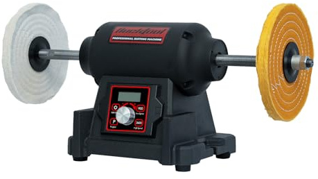 BUCKTOOL 750W Tischpoliermaschine, 200mm VFD Tischschleifer, 900-3600 U/min | Ein-Knopf-Drehzahlregelung, Verlängerter Polierschaft und Polierbock für Schmuck, Metallbearbeitung und Hochglanzfinish