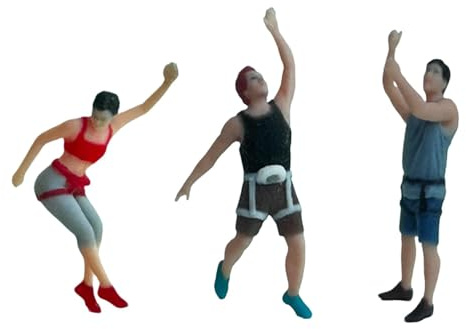 3 Stück Miniatur-Kletterfiguren Bergsteigen Männer Frauen Kollektion handbemalt Harz Modell Szene Zubehör - Maßstab 1 64