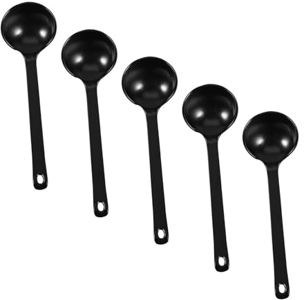FIXOSHEE Juego de 5 Cucharas de Estilo Japonés Clásico para Sopa Ramen y Mezclar, Cómodas de Sostener, para Vajilla de Restaurante