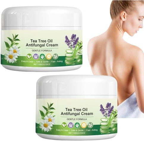 Olio di tea tree crema antifungina, crema idratante per piedi e mani, allevia il prurito della pelle, lenitivo e idratante, crema nutriente naturale per uomini e donne (2 pezzi)
