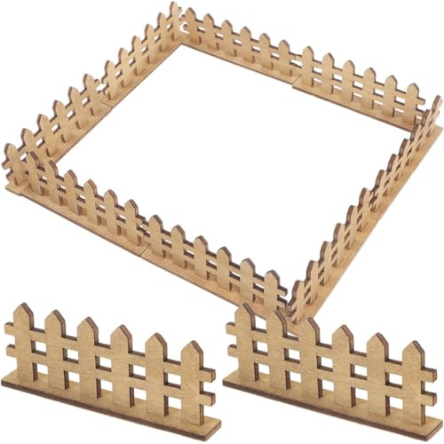 Toyvian Clôture Miniature en Bois 12 Pièces pour Décorations Sapin de Noël et Jardin Féerique, Accessoires pour Maison de Poupée et Micro-Paysage, Couleur Kaki