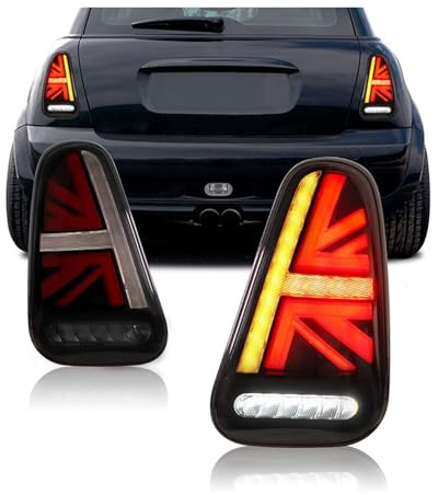 2pcs LED Tail Light Compatible For BMW Mini Cooper R50 R52 R53 2001-2007 Accessories Modified Car Union Jack Styling Rear Light Assembly(2pcs Smoke)