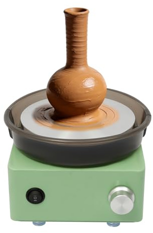 PromiseFly Elektrische Töpferscheibe, 15cm Mini-Töpferscheiben-Set Einstellbare Geschwindigkeit Töpfermaschine Tragbar Töpferformmaschine DIY Maschine für Keramik-DIY-Geschäfte
