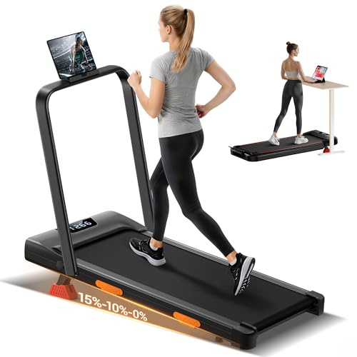 UMAY 3.0HP Vibration Plate Walking Pad mit Steigung 15% | 8KM/H Laufband für Zuhause mit Steigung und Geräuscharmer Motor, Laufband Schreibtisch Max. Belastung 120KG