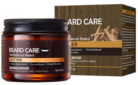 Beard Butter for Men - Beard Softening Balm, Sandalwood Scent, 70g