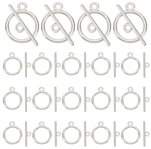 PH PandaHall 40 Sets Fermagli a Levetta Gioielli Argento Fermagli T-Bar in Lega Chiusura Anello Connettori per Bracciali Collane Creazione di Gioielli Fai DaTe