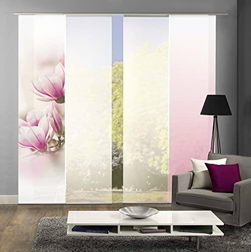 4er-Set Schiebevorhang, 94285-723, JOLINA, Höhe 245 cm, Design Magnolie