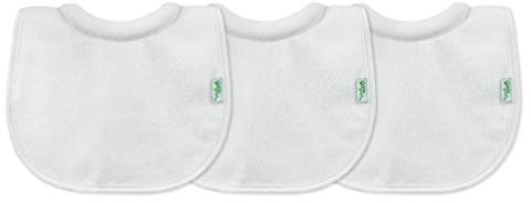 Green Sprouts Lätzchen für Babys Set in Weiß 3-er Pack - 0 bis 6 Monate - Wasserdichte Lätzchen mit Saugfähigem Kragen, damit Ihr Baby Trocken Bleibt - Aus Natürlicher Baumwolle