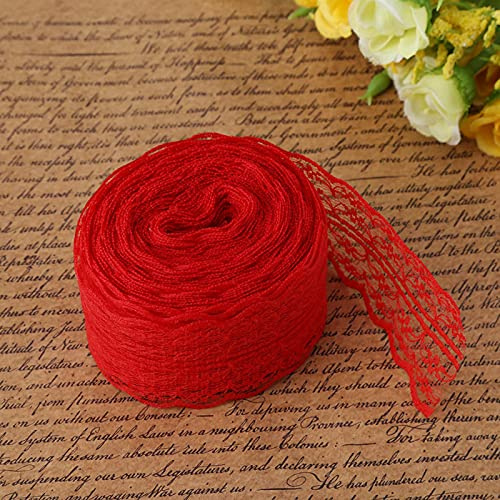Akozon Spitzenband Roll10 m/Rolle 4,5 CM Breite Spitze Band DIY Dekorative Spitze für Hochzeit Geburtstag Weihnachten(rot)