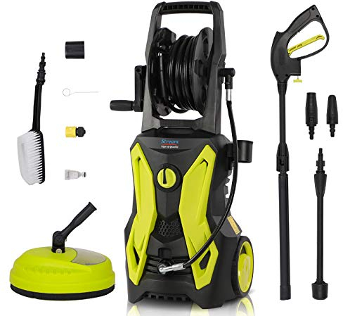 Stream 2000W 150Bar 450L/H Electric Pressure Washer Patio Cleaner Power Washer with brush,turbo nozzle for Garden Car Patio Yard