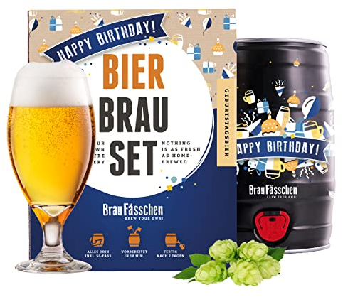 Braufässchen Bierbrauset zum selber Brauen | Geburtstagsbier im 5L Fass | Leckeres Bier In 7 Tagen gebraut | Perfektes Männergeschenk