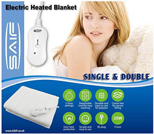Electric Blanket Heated Under Bed Comfort Detachable Controller with 3 Heat Settings, Super Cosy Washable Fleece Heated Fleece Heated Blanket Throws Pad, Coverlet, mantle (Double120x140cm)