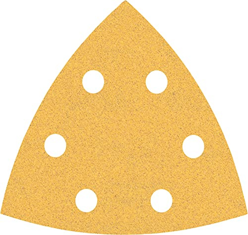 Bosch EXPERT C470 Deltaschleifblatt, 93mm, K100, 6 Löcher, 5-tlg. | für Farbe auf Holz, Hartholz, Ø 93x93 mm, Körnung 100, Professional Zubehör Deltaschleifer