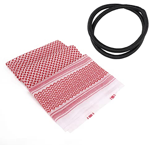 FakeFace Männer Hijab Kopftuch Islam Hijab Herren Halstuch Schal Islamische Arabisch Kopfkappe Muslim Kleidung Schal Sommer Turban Kopfbedeckung Kopf Wraps (Rot Schal+Agal rope)