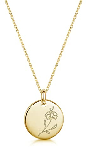 UMAGICBOX Personalisierte Geburtsblumen-Halskette in Gold oder Silber – Eleganter und bedeutungsvoller Schmuck für Frauen. Geschenk zu Geburtstag, Weihnachten, Muttertag oder Valentinstag