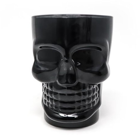 Black Skull Drinking Glass - Beer Pint Glass - Unique Glassware for Iced Coffee, Latte, Cappuccino & Water with Macabre Design