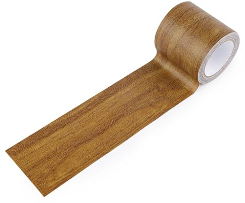 PEUTIER Wood Grain Repair Tape, 2.2 Inch x 15ft Wood Colored Trim Wood Effect Duct Tape Self-adhesive Simulated Wood Patch Tape for Tables, Doors, Windows, Floors (Brown)