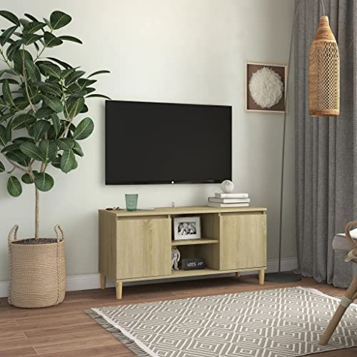 TV-Schrank, Sideboard TV Lowboard Kommoden TV Aufsatz Mit Stauraum Geeignet für Küche Wohnung Schlafzimmer mit Massivholz-Beinen Sonoma-Eiche 103.5 x 35 x 50 cm