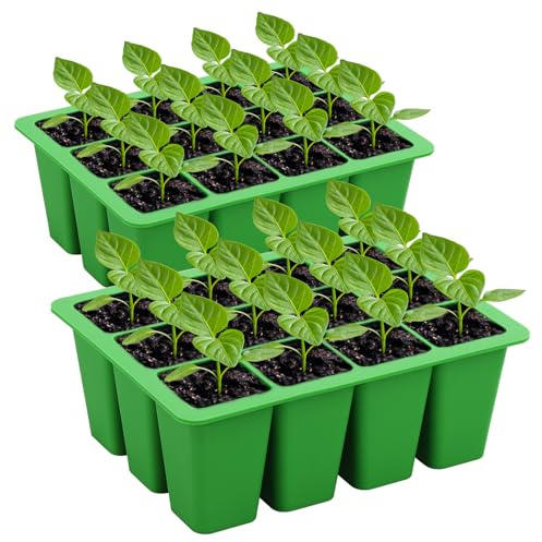 Srliya Bandejas de Semillas de 12 Celdas para Plántulas Reutilizables, Macetas de Silicona Bandeja de Inicio de Semillas de Plantas, Mini Bandejas de Germinación de Invernadero