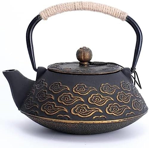 Teiera in ghisa da 800 ml, teiera giapponese con infusore per foglie sciolte, bollitore da tè con rivestimento interno smaltato, motivo nuvole