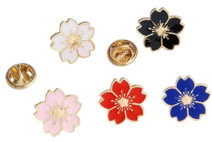 KIZAMI 5-teiliges Set, 35 mm, Emaille-Blumen-Brosche, Cartoon-Emaille-Brosche, Anstecknadeln, Abzeichen für Frauen, Anstecknadel, Abzeichen, gemischte Emaille-Brosche, Großpackung