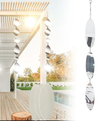 Stainless Steel Wind Spinner,3D Silver Indoor Outdoor Garden Decoration Crafts Ornaments,Metal Wind Chimes for Outside Decor,Decorations to scare away yard birds (Fishbone-wind Spinners)