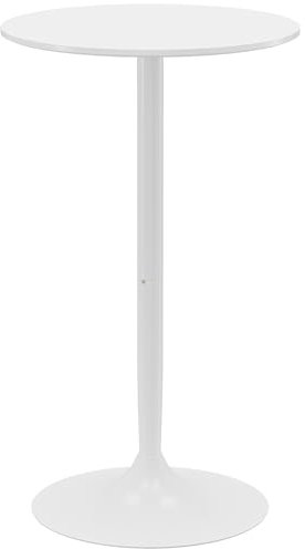 HOMCOM Runt barbord bistro mat-stående köksbord modern stil med målad bricka och ram i stål dim. 60 L x 60 l x 102 cm vit