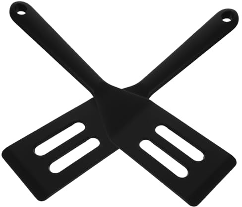 COLLBATH Spatules en Silicone Lot de 2 Résistantes la Chaleur Anti-déformation Couleur Noir Cuisine Maison pour Cuisson du Poisson et Steaks