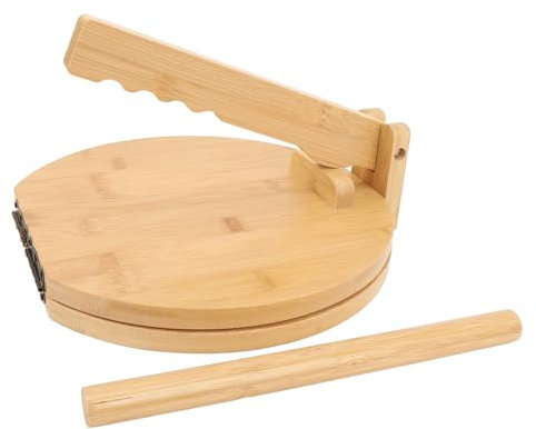 Luocute Prensa para Tortillas, Máquina para Hacer Tortillas de Madera 50 Papel Pergamino Prensador de Tortillas Mexicanas Tortillas Caseras Prensa de Masa Pataconera, Prensa Redonda para